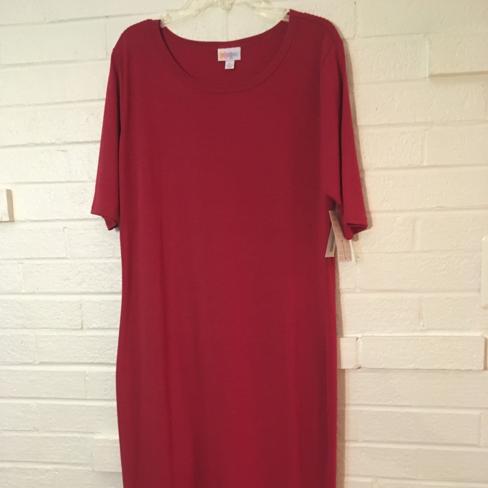 NEW Large Lularoe Julia tshirt dress dark pink
